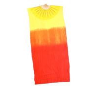 Mobestech Lengthened Silk Belly Dance Fan with Gradient Veil Handmade Bamboo and Real Silk Folding Fan for Belly Yangko Ethnic Dance Performances Stage Festival Accessory