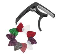 Mobestech Lightweight Guitar Capo with Celluloid Picks for Acoustic Electric Guitars Ukulele Mandolin Banjo Quick Release Instrument Clamp for Smooth Key Changes and Versatile Music Play