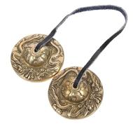 Mobestech Meditation Cymbal Bell Tibetan Style Handmade Pure Copper Yoga Chimes Percussion Instrument with Dual Dragon Design and Storage Bag for Mindfulness Practice Random Color