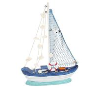 Mobestech Mediterranean Style Wooden Sailboat Model Nautical Decor with Accents for Home Office Coffee Shop Beach Restaurant and Party Desktop Decoration