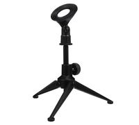 Mobestech Metal Microphone Holder Tripod Stand Mic Bracket with Non-slip Rubber Feet for Conference Broadcasting Lectures Black