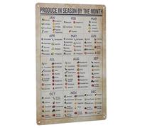 Mobestech Metal Vegetable Fruit Sign Kitchen Wall Art Uk Seasonal Fruit Veg Chart Vintage Style Decor