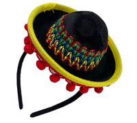 Mobestech Mexican Hat Headband Party Hat Hairbands Cinco De Mayo Mexican Party Headbands with Pom Pom Fringe Festival Hair Accessory for Adults and Pets
