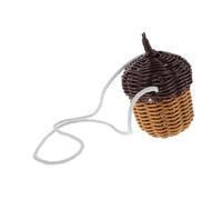 Mobestech Mini Woven Crossbody Bag for Faux Rattan Pine Cone Design Lightweight Basket-shaped Purse with Strap for Photography Props and Everyday Use
