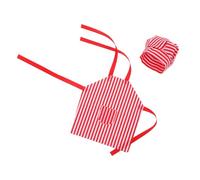 Mobestech Miniature Doll Chef Outfit with Red White Striped Apron and Hat Detailed Dollhouse Accessories for Baking and Doll Making for Dollhouse Scenes and Collectors
