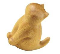 Mobestech Miniature Retro Wooden Cat Statue Small Sitting Ornament Smooth Hand Carved Desktop Decoration for Rustic Farmhouse Home Office