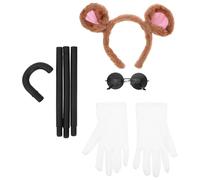 Mobestech Mouse Headband Set Sunglasses , White Gloves , and Blind Cane Halloween with Comfortable Material and Lifelike Details , Includes Mouse Ears Headband for Women for Theme Parties