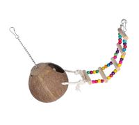 Mobestech Natural Coconut Hanging Bird Nest with Ladder Lightweight Parrot Breeding Nest Decorative Birdhouse for Comfortable Sleeping and Long-term Use