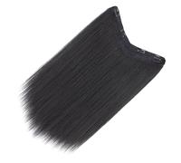 Mobestech Natural Looking 60cm V-shaped Clip-in Hair Extension for Women Black High Temperature Fiber Straight Hair Skin Friendly Suitable for Parties and School