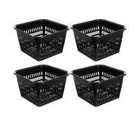 Mobestech Net Pots for Plants and Vegetables Hydroponic Square 4pcs Black Plastic Small Root Control Planter Baskets with Easy to Lift Design Suitable for Hydroponics Gardening