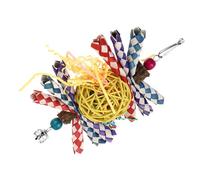 Mobestech Parrot Chewing Hanging Birdcage Bite with Bell Pendant for Foraging and Climbing Natural Chew to Reduce Cage Destruction Stimulates Play for Birds Random Color