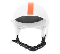 Mobestech Pet Safety Helmet for Dogs and Cats with Adjustable Strap, Hard Protective Motorcycle Hat with Ear Holes, Medium Size White and Orange for Riding and Outdoor Use