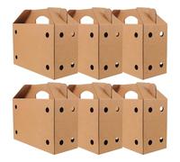 Mobestech Pet Transport Cardboard Carrier 6Pcs with Kraft Leather Handle Ventilation Shipping Box for Birds, Rabbits and Small Pets 12.2X8X5.1