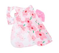 Mobestech Pink Dog Dress for Puppies Small Dogs Summer Floral Party Gown with Bow Breathable Lightweight Fabric Fade-resistant Colors Dyeing Outdoor Pet Clothes for Cats