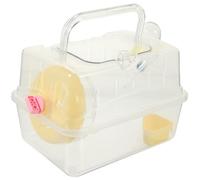 Mobestech Portable Hamster Cage with Panoramic Skylight, Small Pet Travel Carrier and Nursery House for Mice and Guinea Pigs, Yellow Compact Hamster Carrying Case for On-the-go Use