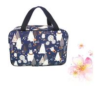 Mobestech Portable Toiletry Bag with Polar Bear Pattern Foldable Large Capacity Canvas Shower Tote for Travel Bath Swimming and Fitness Navy Blue Organizer