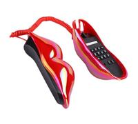 Mobestech Red Lip Corded Phone Desktop Decoration Creative Red Lip Shaped Landline Telephone Household Ornament Retro Style for Home Office Use