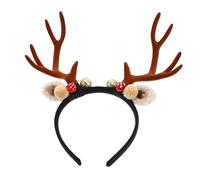 Mobestech Reindeer Antlers Headband Brown Christmas Party Accessory with Pine Cone Charms for Adults Festive Holiday Decor and Costume Hairband