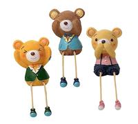 Mobestech Resin Bear Doll Set 3pcs Large Long Leg Sitting Cartoon Figurines Resin Ornaments Home Garden Room Decoration