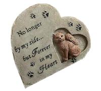 Mobestech Resin Cat Memorial Stone with Angel Heart Design Outdoor Pet Grave Marker for Garden and Wear-resistant Keepsake for Remembering Beloved Cats