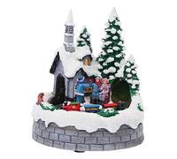 Mobestech Resin Glowing Villa Christmas Ornament Small Snow Piled House Decoration for Winter Parties Festive Indoor Outdoor Use Lightweight Safe Resin Craft