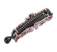 Mobestech Rhinestone Banana Hair Clip for Women Thin Hair Elegant Flower Design Secure Hold Accessory for Work Play Stylish Purple Barrette