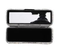 Mobestech Rhinestone Lipstick Case with Mirror Compact Portable Lipstick Holder for Purse Travel Makeup Organizer Bling Metal Lip Gloss Storage Box Sturdy Design