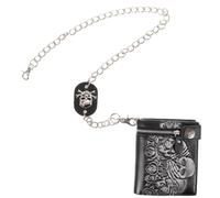 Mobestech Rose Skull Wallet Purse, Punk Leather Wallet with Chain, Leather Biker Money Clip, Anti-Theft Dirt-Proof, for Outdoor Sports Travel