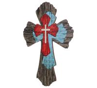 Mobestech Rustic Wooden Cross Wall Decor 20x27cm Multi-layered Hanging Cross for Home Kitchen Garden Office Catholic Christian Wall Art