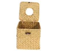 Mobestech Rustic Woven Wicker Tissue Box Holder for Car and Hotel Round Rattan Napkin Organizer Portable Desktop Storage for Bathroom Living Bedroom Office Use
