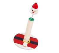 Mobestech Santa Cat Scratching Post for Kitten Decorative Vertical Cat Scratch Pole Adorable Christmas Design Comfortable Indoor