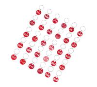 Mobestech Set of 30 Red Aluminium Number Tags with Key Rings for Naming Keys and Classifying Things for Landlords Metal Luggage Id Storage Tags