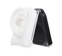 Mobestech Silicone Human Ear Model for Piercing Practice and Earring Display Left Black and Right White Ears with Stand for Medical Training and Jewelry Demonstration