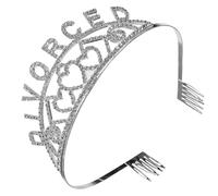 Mobestech Silver Metal Divorce Party Crown Headband with Crystal Rhinestones, Women’s Alloy Crown Headdress for Party Decorations and Divorce