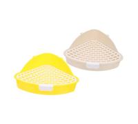 Mobestech Small Animal Potty Training Toilet Set, Plastic Hamster Litter Box and Rabbit Toilet, Corner Litter Basin for Guinea Pig and Cat, White and Yellow, Suitable for Household Pets