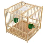 Mobestech Small Bamboo Bird Cage for Budgies with 1.1cm Wire Spacing, Handmade Portable Finch Holder with 2 Feeding Cups, Lightweight Woven Cage Suitable for Small Birds and Travel