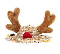 Mobestech Small Hamster Christmas Reindeer Hat with Adjustable Chin Strap, Hand-Knitted Mini Pet Cap, Cute Cartoon Headwear for Hamsters, Guinea Pigs and Small Animals