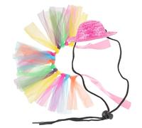 Mobestech Small Pet Costume for Hamsters Chinchillas Guinea Pigs Lightweight Red Bunny Hat with Colorful Tutu Skirt Cute Cosplay Outfit for Halloween Easter Birthday Parties