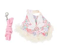 Mobestech Small Pet Garment Kit for Rabbits with Pink Cotton Bunny Harness Leash, Skin Friendly and Fashionable Rabbit Clothes for Dress and Holidays