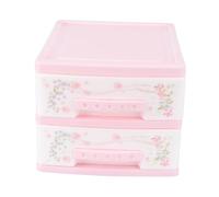 Mobestech Small Two-layer Cosmetic Organizer Storage Box with Drawers Pink Makeup Storage Container for Kids Hairpin and Accessories Organizing