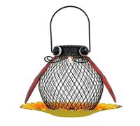 Mobestech Solar Powered Hanging Iron Art Bird Feeder LED Light Beetle Design, Outdoor Wild Bird Feeder for Garden and Backyard Decoration