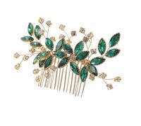 Mobestech Sparkling Green Crystal Bridal Hair Comb with Rhinestone Leaf Design Handcrafted Metal Hair Ornament for Wedding and Prom Enhancing Visual Consistency