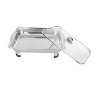 Mobestech Stainless Steel Buffet Platter Lid Large Serving Tray Buffet Dishes Storage Holder Smooth Edges