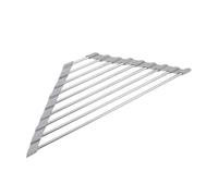 Mobestech Stainless Steel Foldable Triangular Roll-up Dish Drying Rack for Kitchen Sink Heat-Resistant Rustproof Drainer with Rapid Water Drainage Clean Sponge Holder and Space-Saving