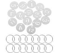 Mobestech Stainless Steel Number Tags 15Pcs Metal Key Label Tags with Rings Hollow Digits for Door and Locker Marking in Business and Dormitory