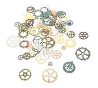 Mobestech Steampunk Gears Charms Mixed Metal DIY Nail Art Accessories 200G Pack with 12 Vintage Colors for Manicure Decoration and Jewelry Making