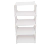 Mobestech Sturdy Resin Wardrobe Rack with 1 Column and 4 Layers, Practical Closet Organizer Shelf with Right Angle Buckle Design for Clothing Storage in Bedroom Or Home