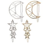 Mobestech Stylish Hollow Geometric Star and Moon Hair Clips Lightweight Metal Snap Hairpins for Women Elegant Wedding Party Hair Accessories Star-shaped Barrette Pack for Everyday Use