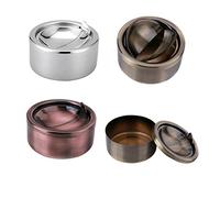 Mobestech Stylish Smoke Ashtray Lid Windproof Stainless Steel Automatic Large Capacity Cigarette Ashtray for Home
