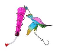 Mobestech Suspending Glass Hummingbird Feeder with Painted Iron Frame Outdoor Hanging Bird Water Feeder for Garden and Window Easy Installation with Hook Vibrant Decorative Patio Accessory